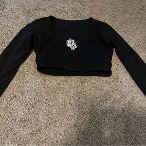 Darc Sport Black Long Sleeve Crop Top with Logo